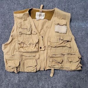 Vintage StreamKing Fishing Vest Cotton Made in Hong Kong Size L 60s? w Side Bag